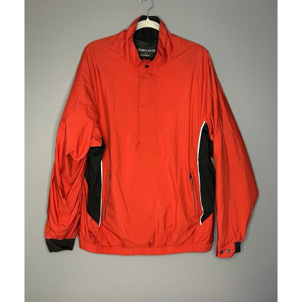FJ Dryjoys Windbreaker Rain Jacket Mens Large Half Zip Golf Pullover Red‎ Sporty